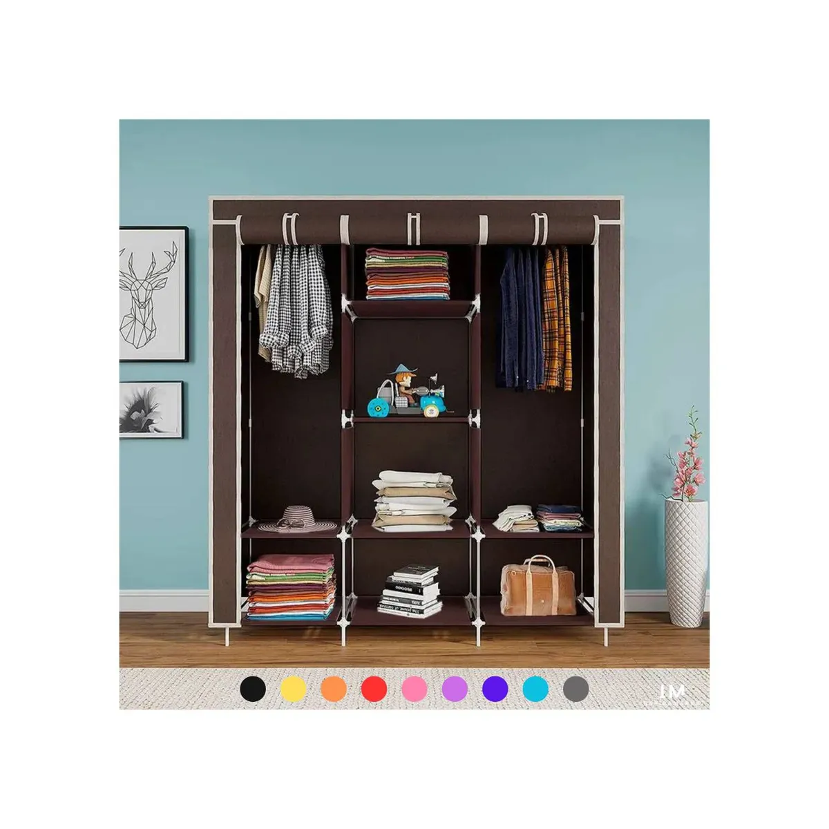 GENERICO - Ropero Perchero Organizador Armario Closet Armable 3 Cuerpos Funda