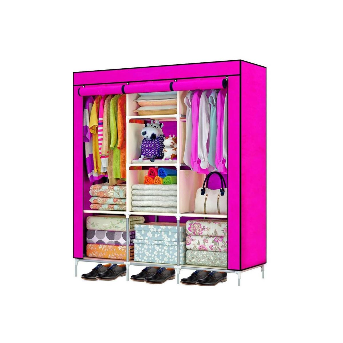 GENERICO - Ropero Perchero Organizador Armario Closet Armable 3 Cuerpos Funda