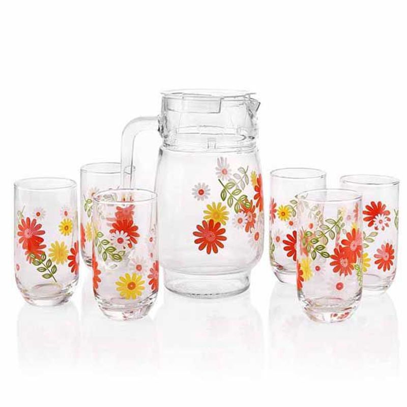 GENERICO - jarra con vaso juego de 6 vasos y jarra con diseño