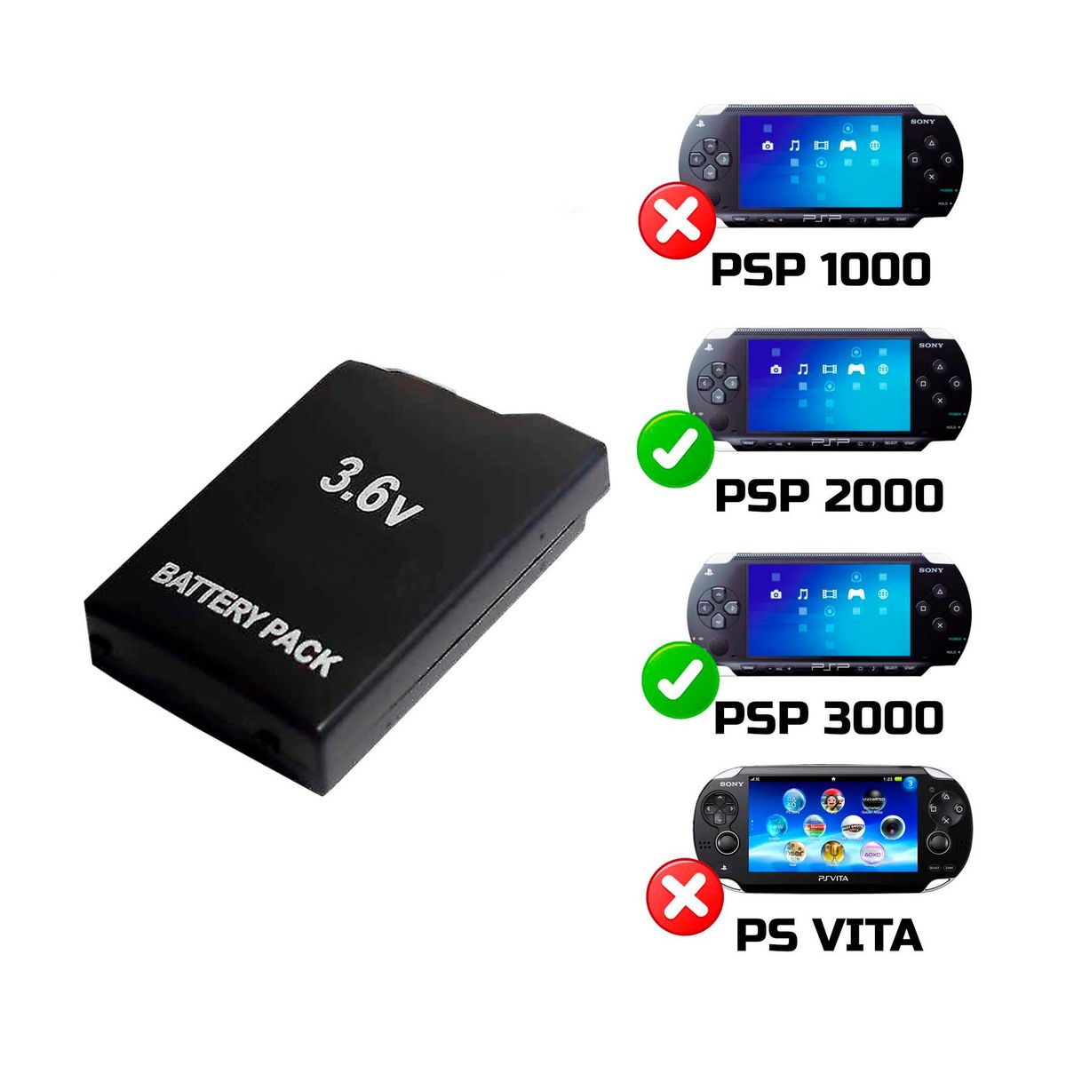 GENERICO - Bateria Para Psp 2000-3000 Slim-Lite