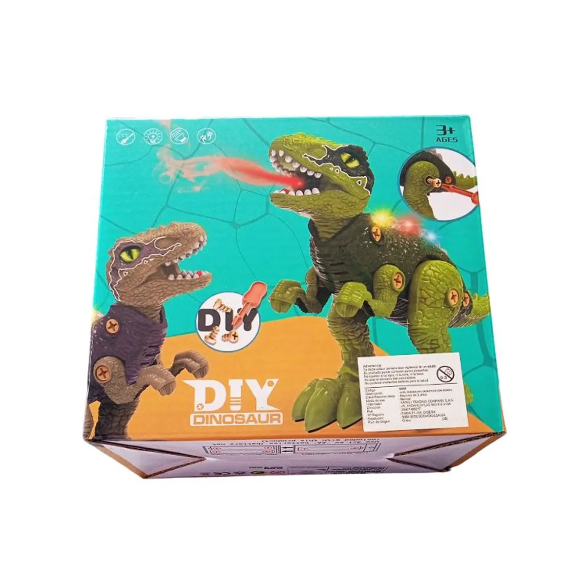 GENERICO - Dino DIY Bota Humo Como Fuego Con Luces Sonido y Movimiento