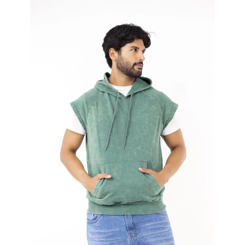 NEW YORK STARS - HMusculosas con capucha-Acid Wash-Verde