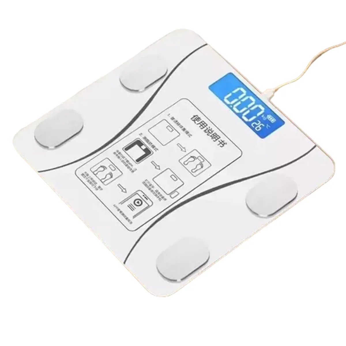 GENERICO - BALANZA DIGITAL BLUETOOTH CAPACIDAD 180 KG – A PILAS - BLANCO