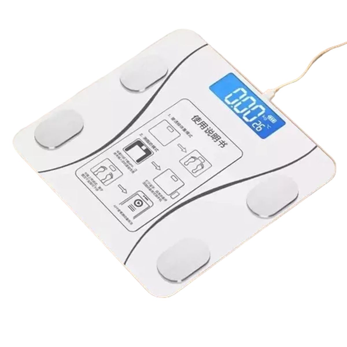 GENERICO - BALANZA DIGITAL BLUETOOTH CAPACIDAD 180 KG – A PILAS - BLANCO