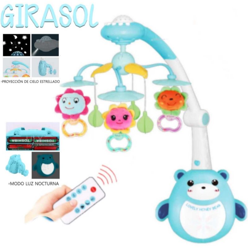 IDEAL - Movil Para Cuna con Proyector Luces y Control Rosado