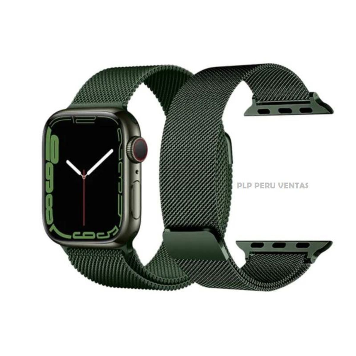 GENERICO - Correa Milanese para Apple Watch y Smartwatch 42mm-44-45-49mm VerdeOsc
