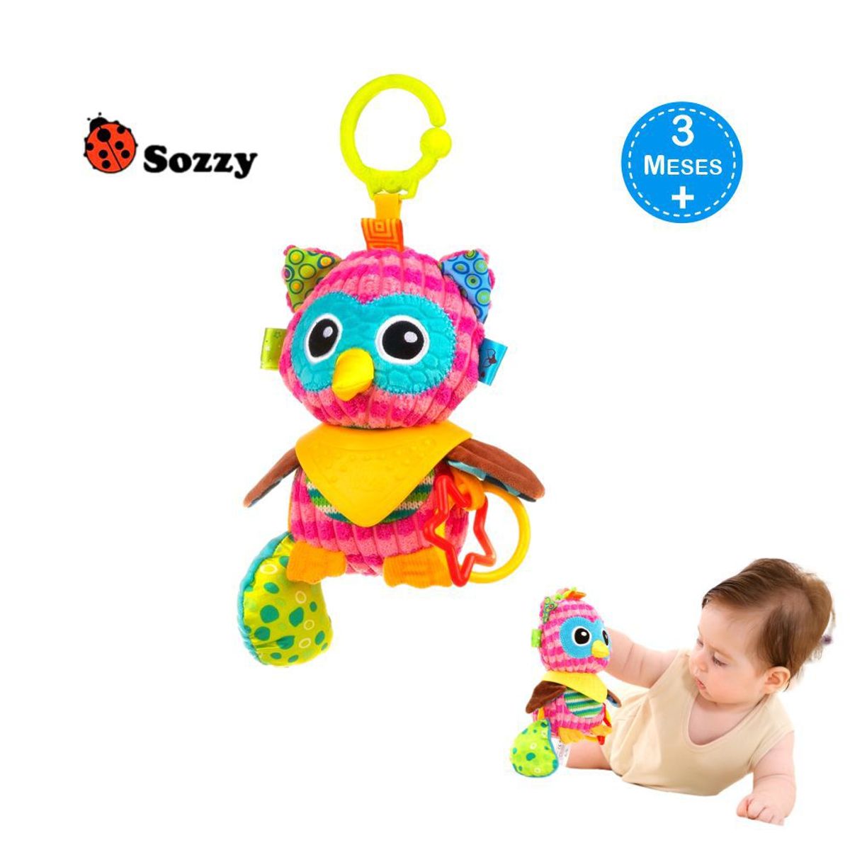 GENERICO - Peluche Sonajero Buhita - Estimulación Sensorial para Bebés