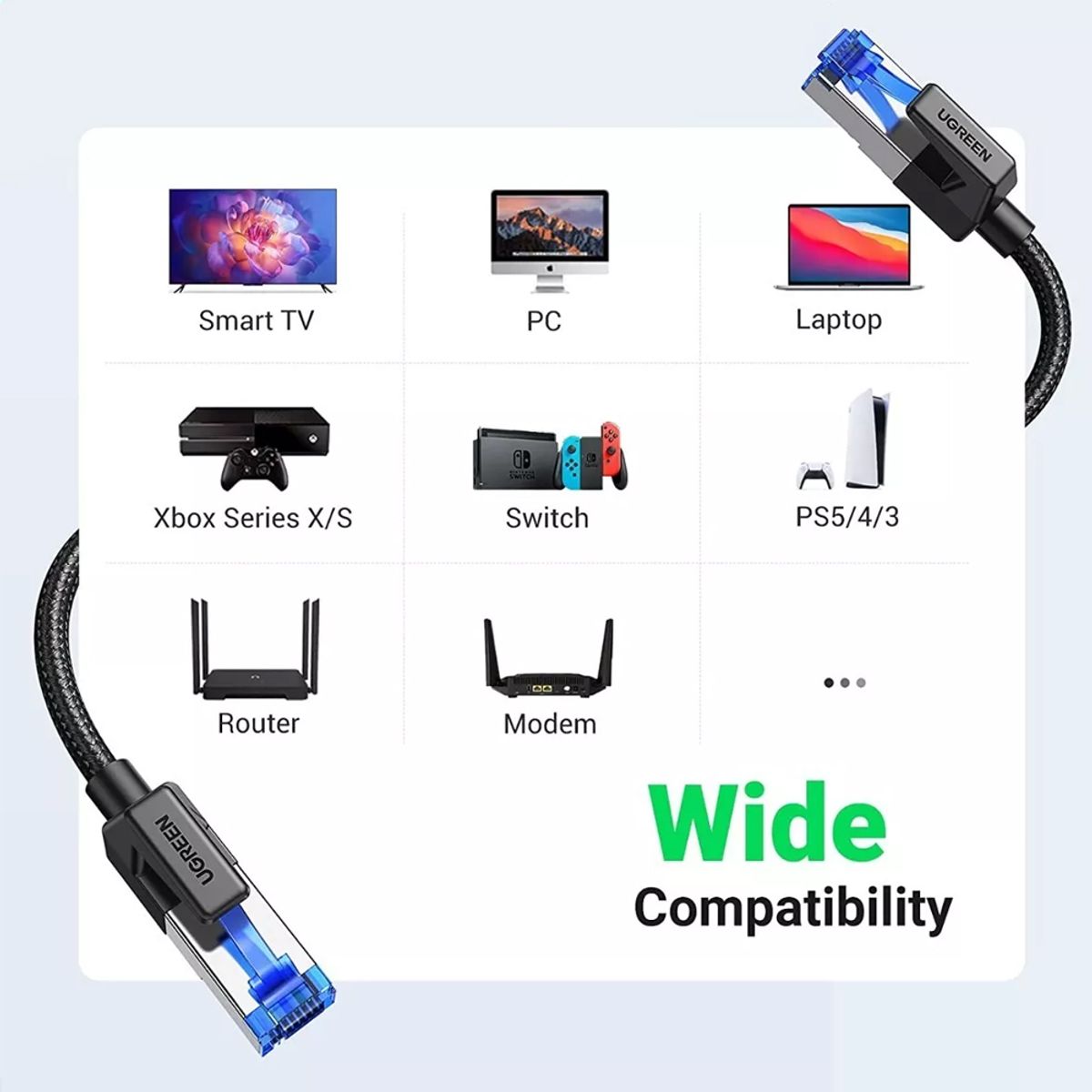 UGREEN - Cable De Red Cat8 Conector Rj45 40 Gbps Lan Ethernet 5 Metros UGREEN