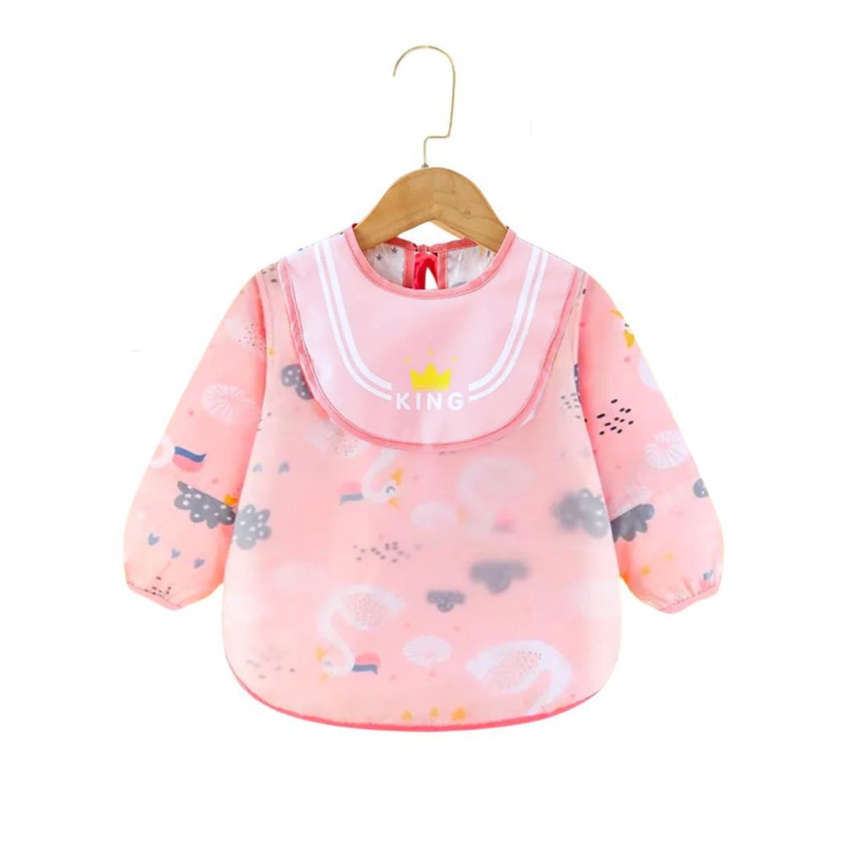 GENERICO - Babero Manga Larga King Nube Rosado