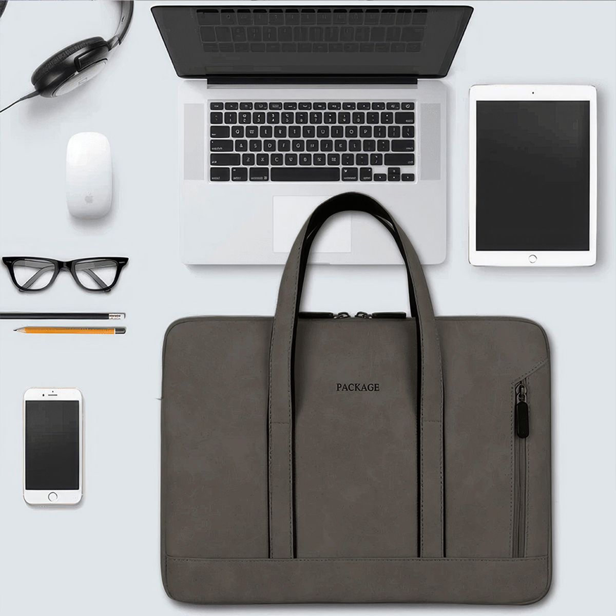 KAEROSHY - Maletín Ejecutivo Piel De Durazno Para Laptop 17¨ CITY Gris