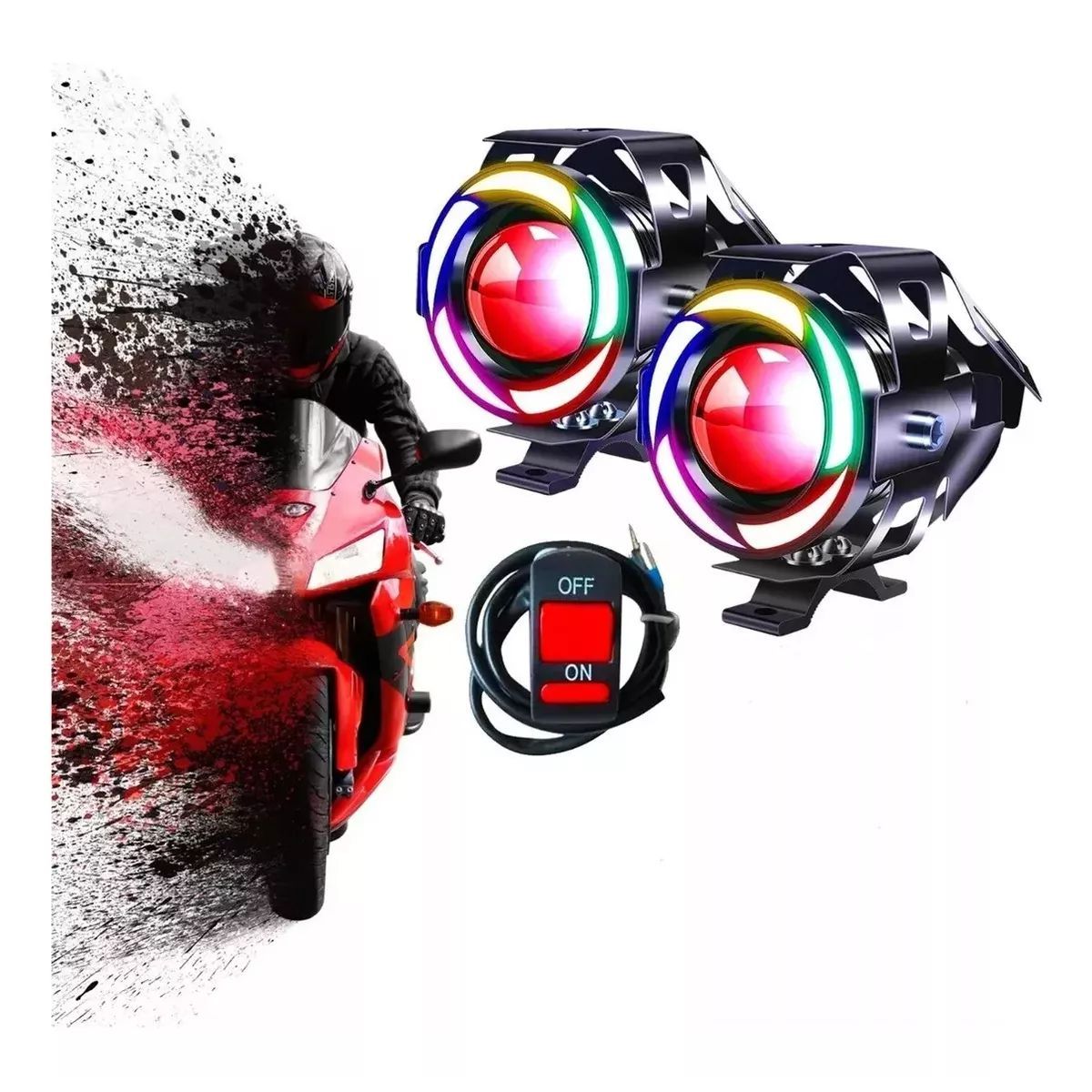 GENERICO - Focos Niebla Ojo Ãngel Estrobos Leds Moto Luces Kit De Faros