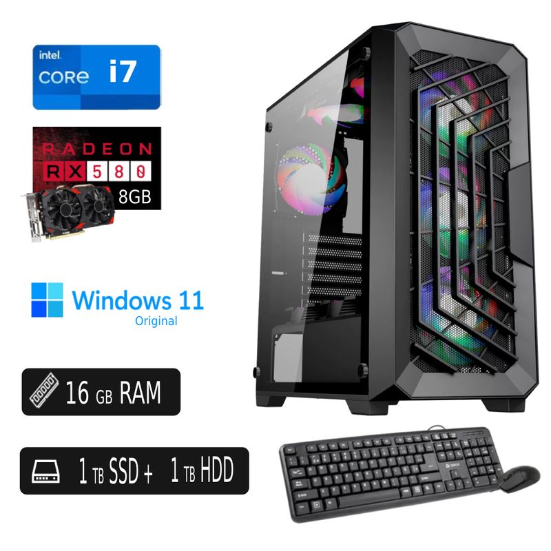 INTEL - PC Completa i7 8700 16GB Ram 1TB SSD 1TB HDD EXTERNO REGALO+ Tarjeta Video 8GB
