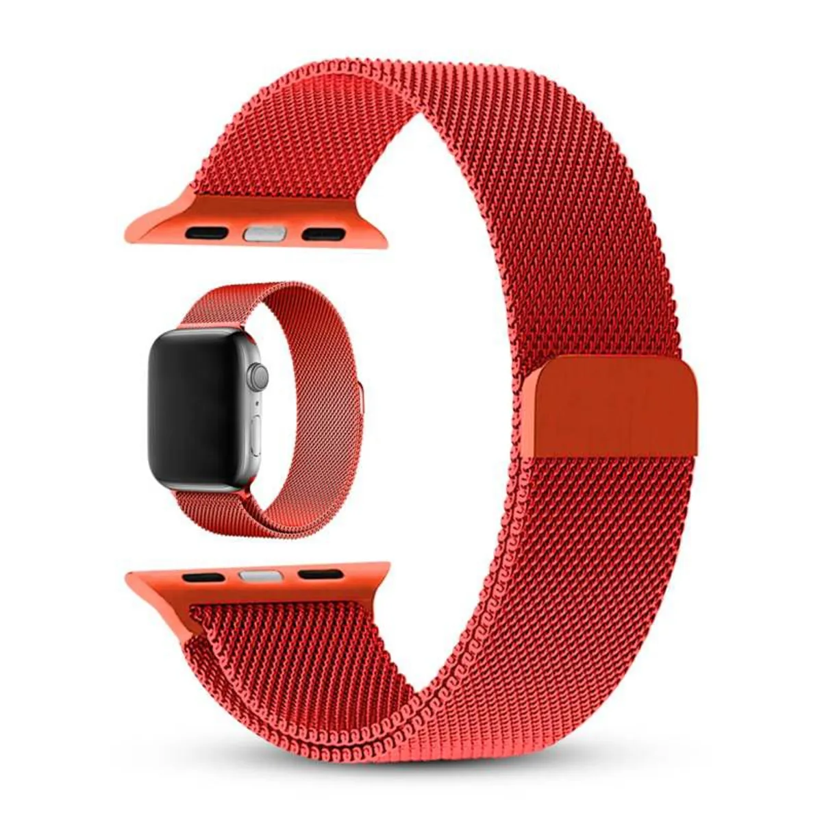 IMPORTADO MC - Correa Milanese para Apple Watch y Smartwatch 42mm-44-45-49mm Rojo