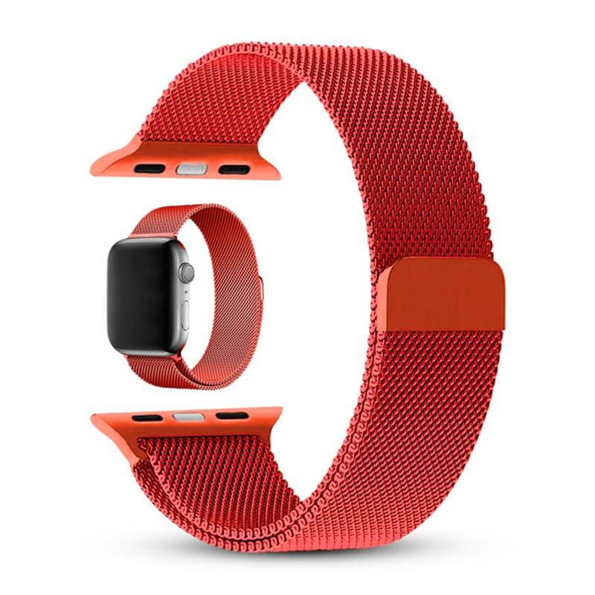 IMPORTADO MC - Correa Milanese para Apple Watch y Smartwatch 42mm-44-45-49mm Rojo