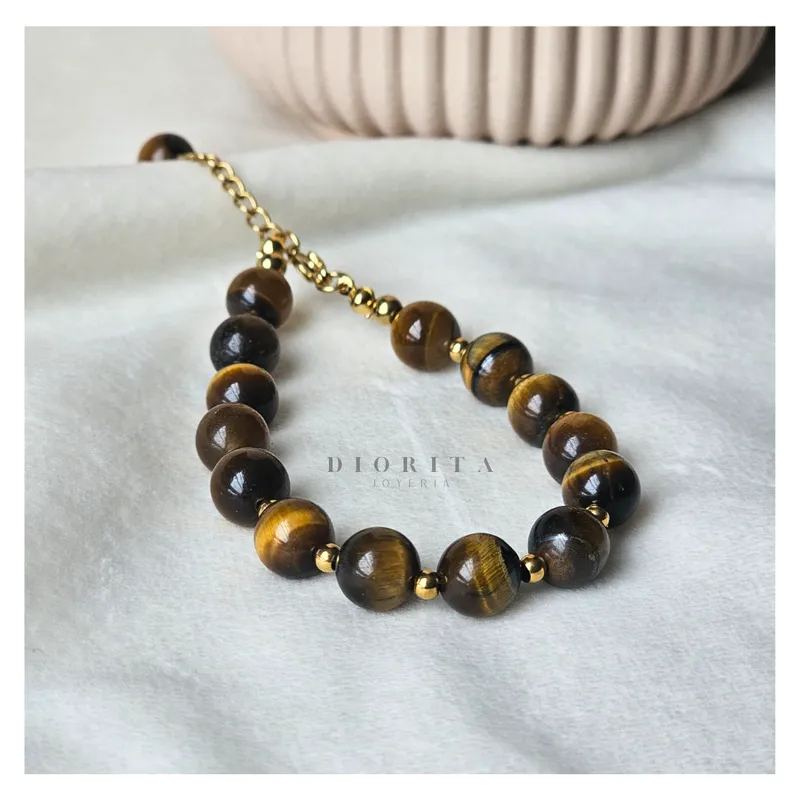 GENERICO - PULSERA DE PIEDRA OJO DE TIGRE PULSERA  UNISEX