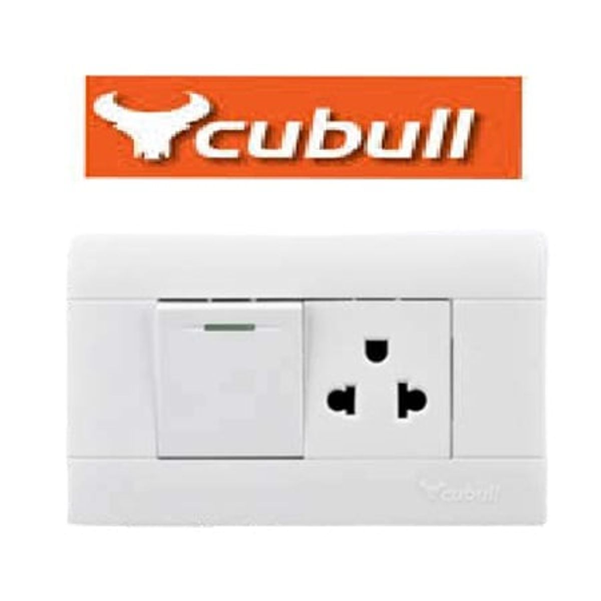 CUBULL - TOMACORRIENTE L/T + INTERRUPTOR SIMPLE MIXTO BLANCO CUBULL  A3-027