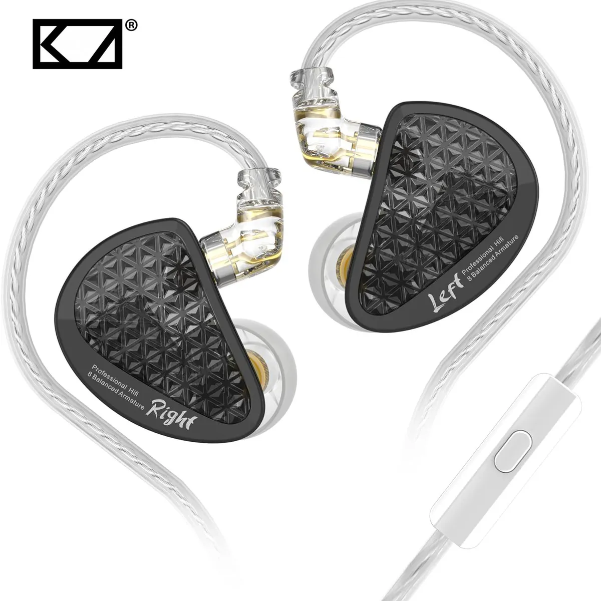 KZ - Auriculares Kz AS16 Pro in Ear 8BA graves dinámicos con Mic - Negro