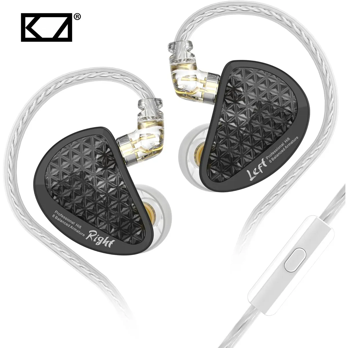 KZ - Auriculares Kz AS16 Pro in Ear 8BA graves dinámicos con Mic - Negro