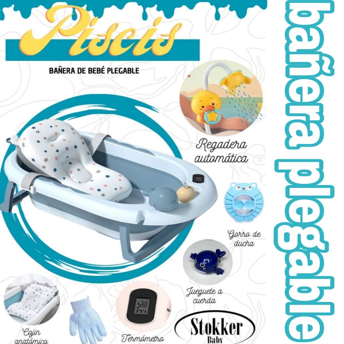 STOKKER BABY - Bañera plegable  PISCIS AZUL