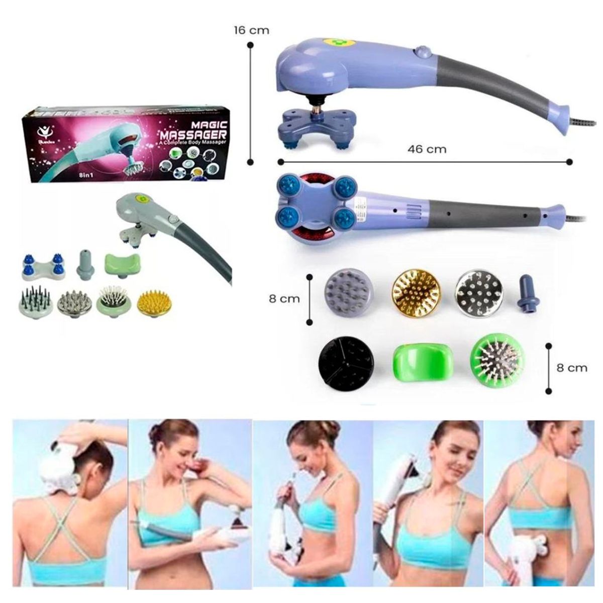 GENERICO - Masajeador 8 en 1 Herramienta de Masaje Multifuncional Corporal