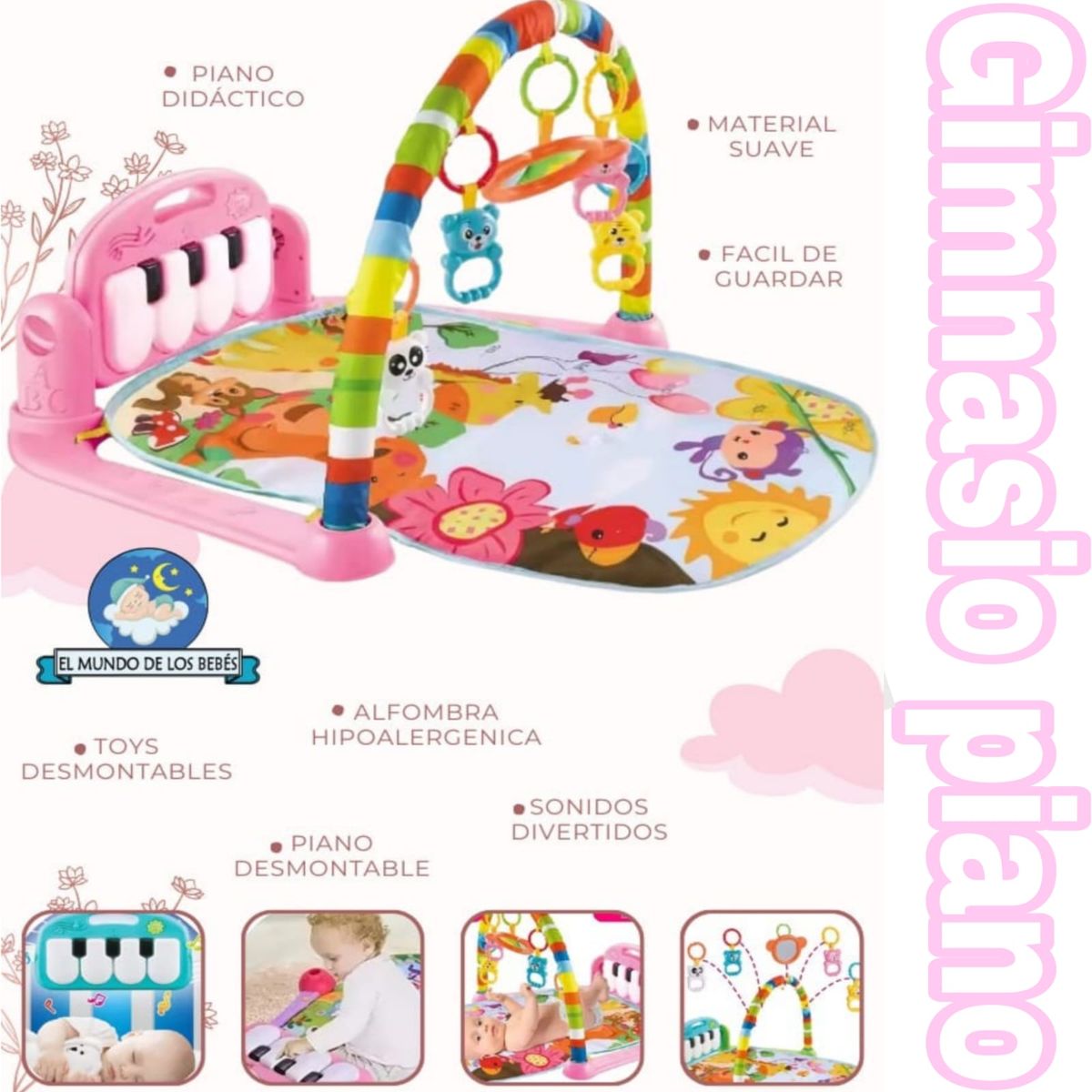 GENERICO - Gimnasio musical piano para bebe ROSADO
