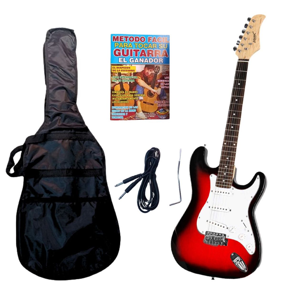 VOZZEX - Guitarra eléctrica 3 pastillas ROJO con funda «VOZZEX»