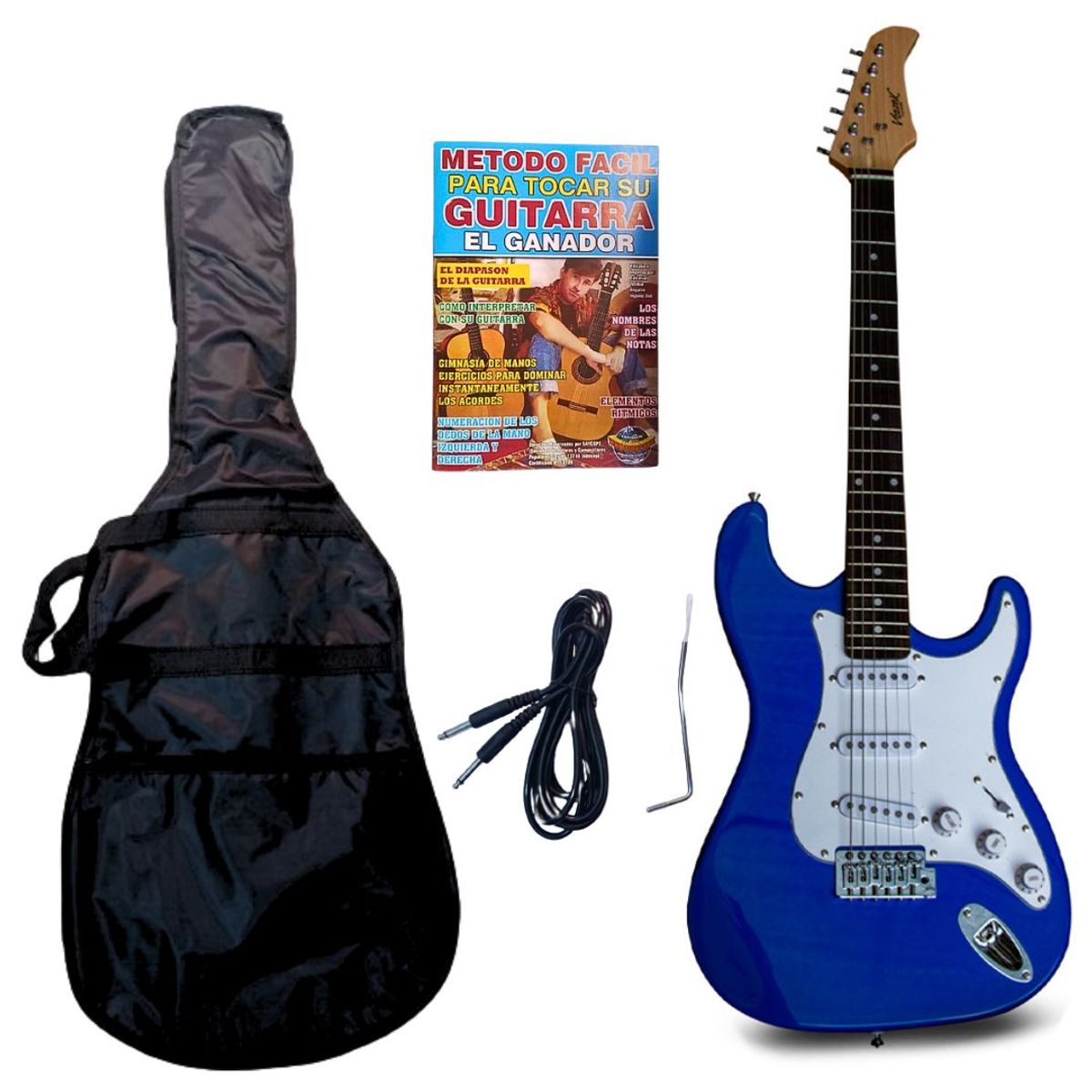 VOZZEX - Guitarra eléctrica 3 pastillas color AZUL con funda «VOZZEX»