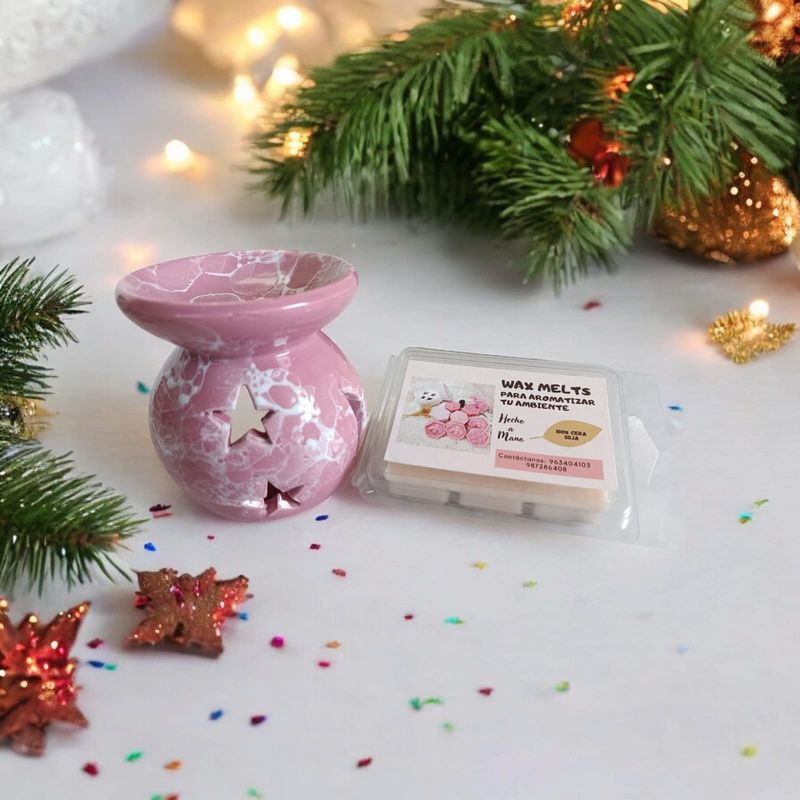 GENERICO - PACK WAX MELTS PERFUMADA MAS HORNITO QUEMADOR ROSADO