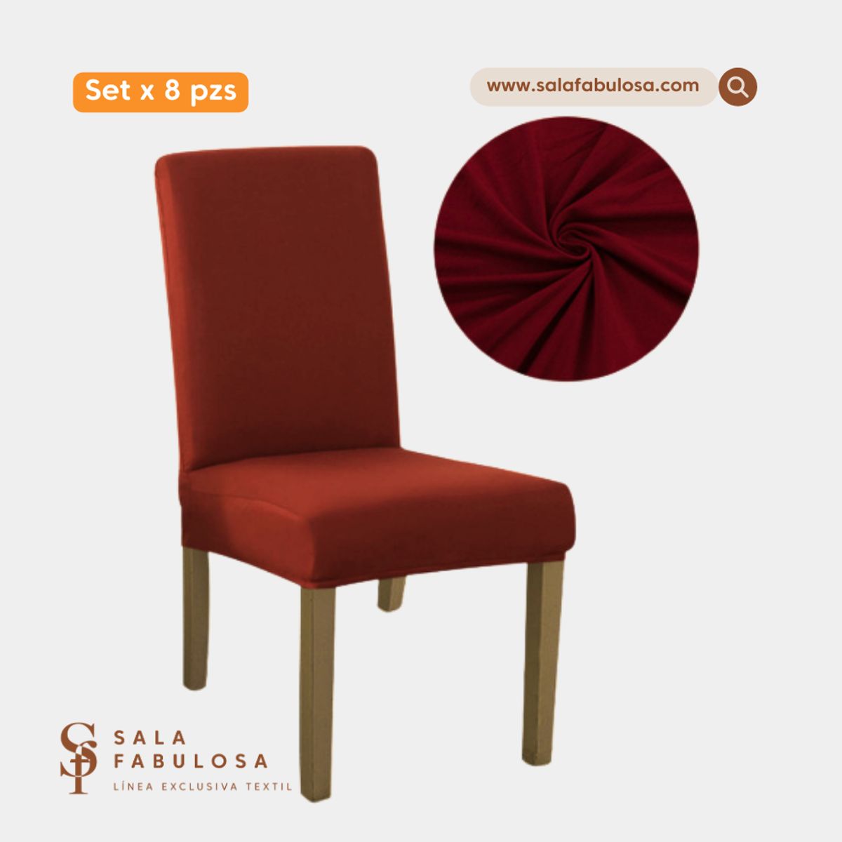 SALA FABULOSA - Funda protectora de silla Lycra Set 8 pzs Lacre Sala fabulosa
