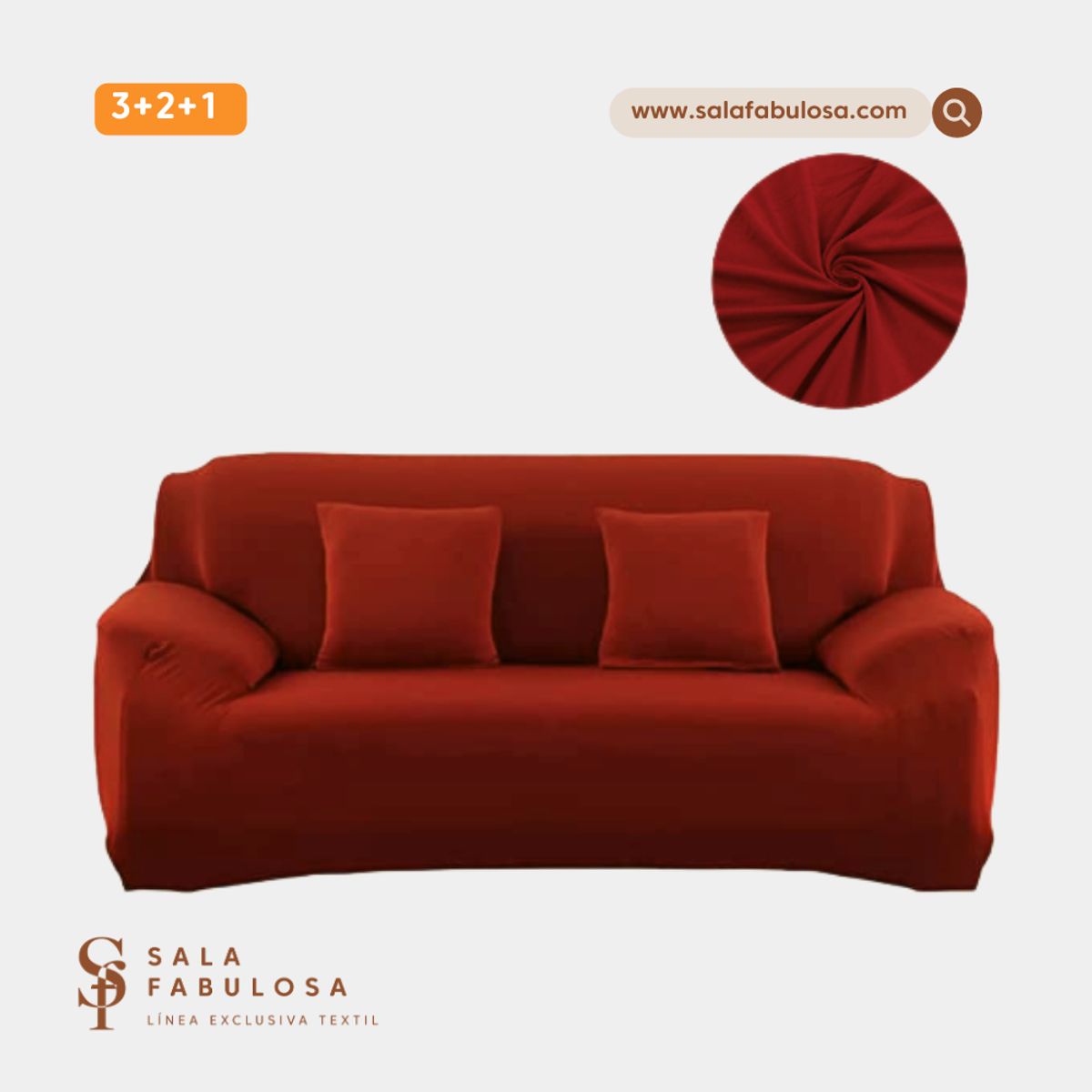 SALA FABULOSA - Funda protectora de mueble Lycra Set 3-2-1 pzs Lacre