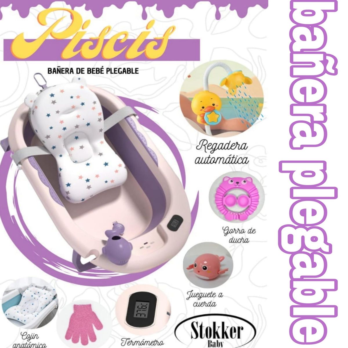 STOKKER BABY - Bañera plegable  PISCIS MORADO