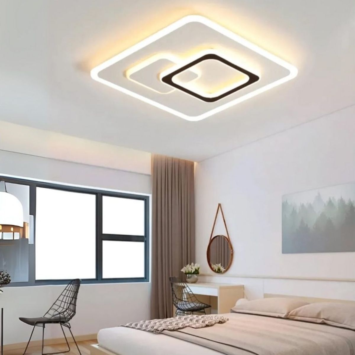 GENERICO - Lámpara LED de Techo Cuadrada con 3 Tonos de Iluminación