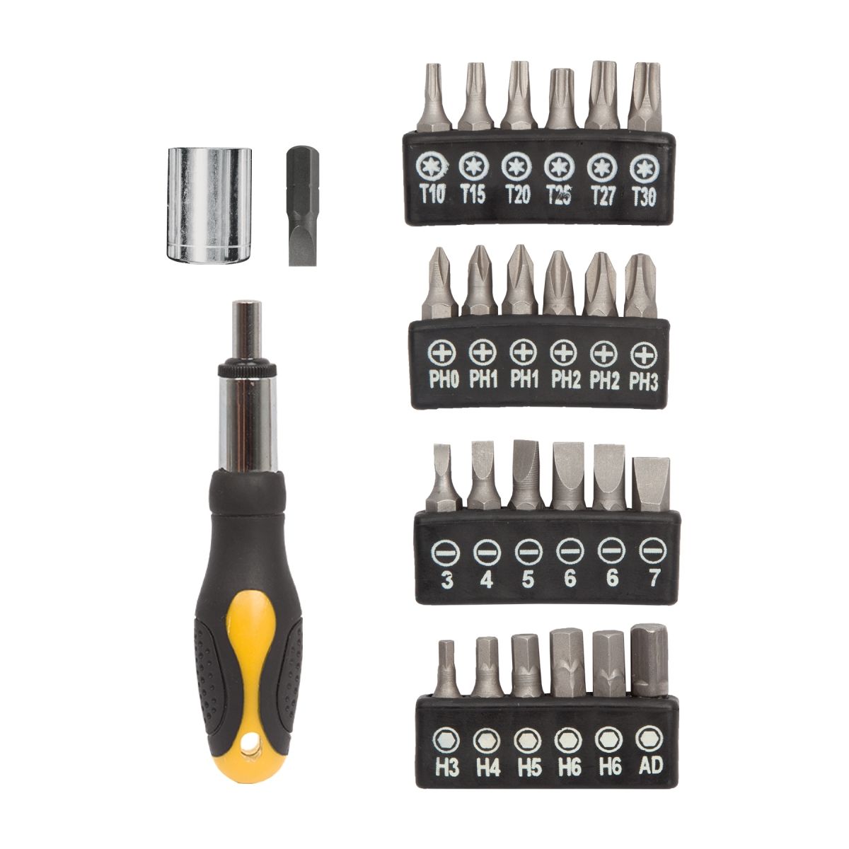 PRETUL - Juego Ratchet 39 herramientas 1/4", 23971 PRETUL