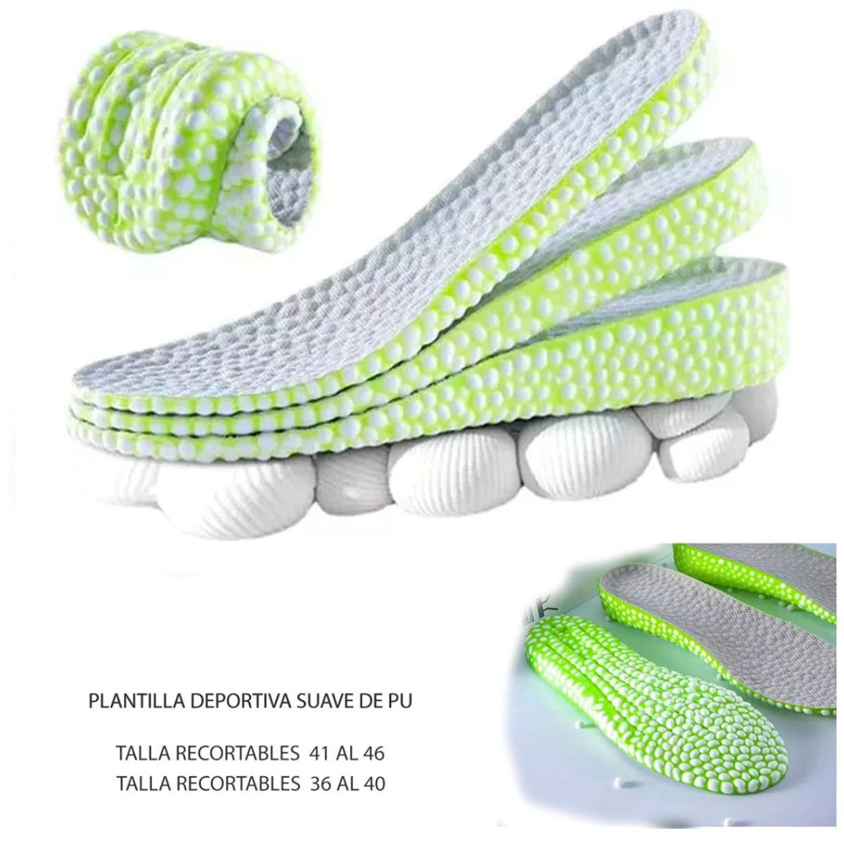 GENERICO - Plantilla Aumenta Altura 1,5cm Recortable Deportiva 36 al 40