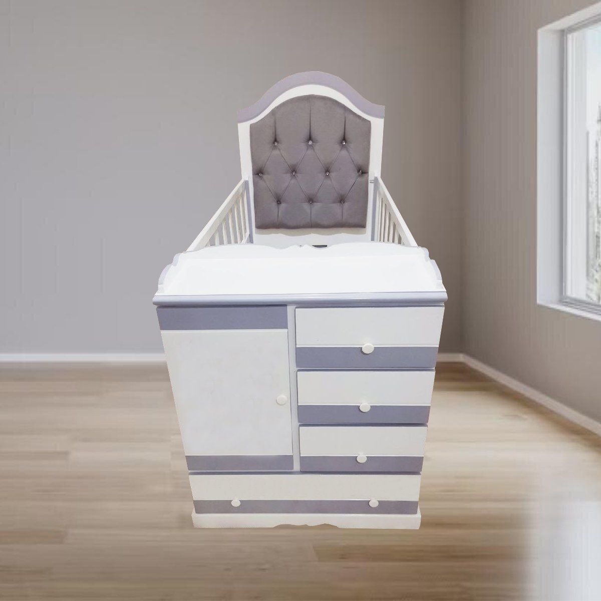 GENERICO - Cuna gris bebe - multicuna tapizada