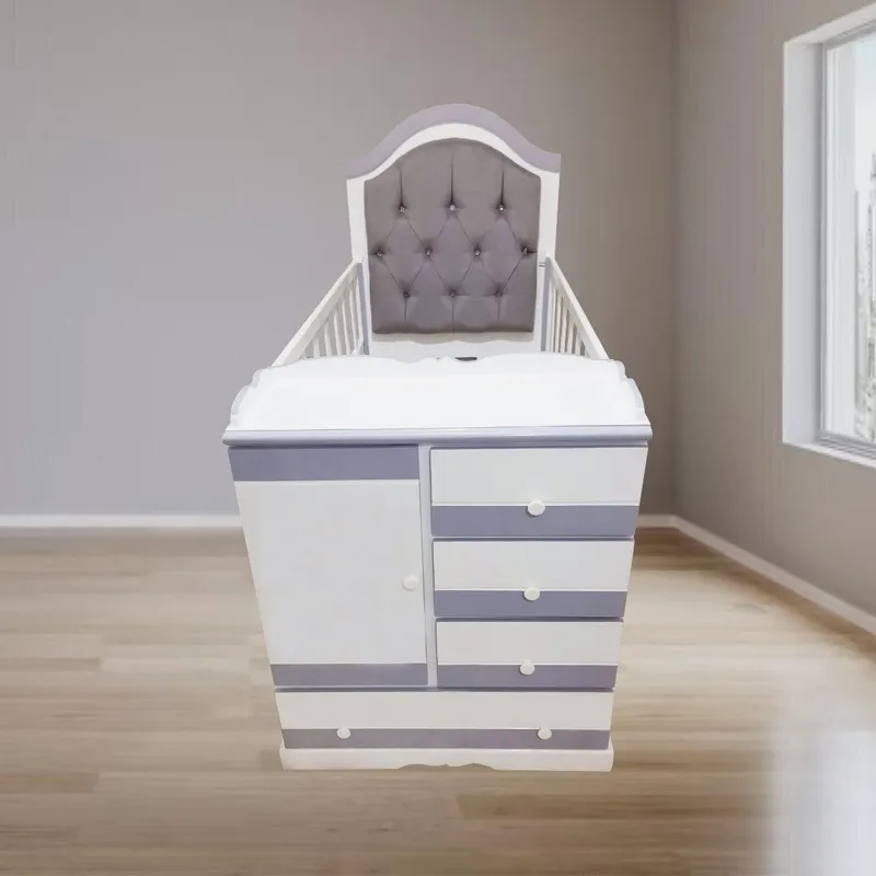 GENERICO - Cuna gris bebe - multicuna tapizada