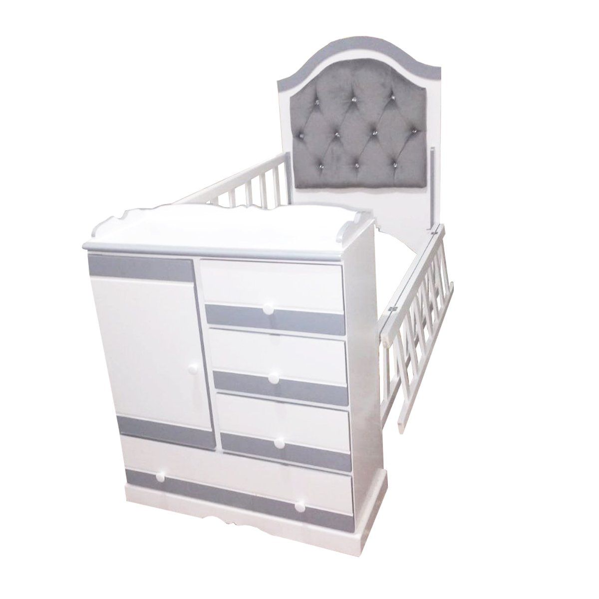 GENERICO - Cuna gris bebe - multicuna tapizada