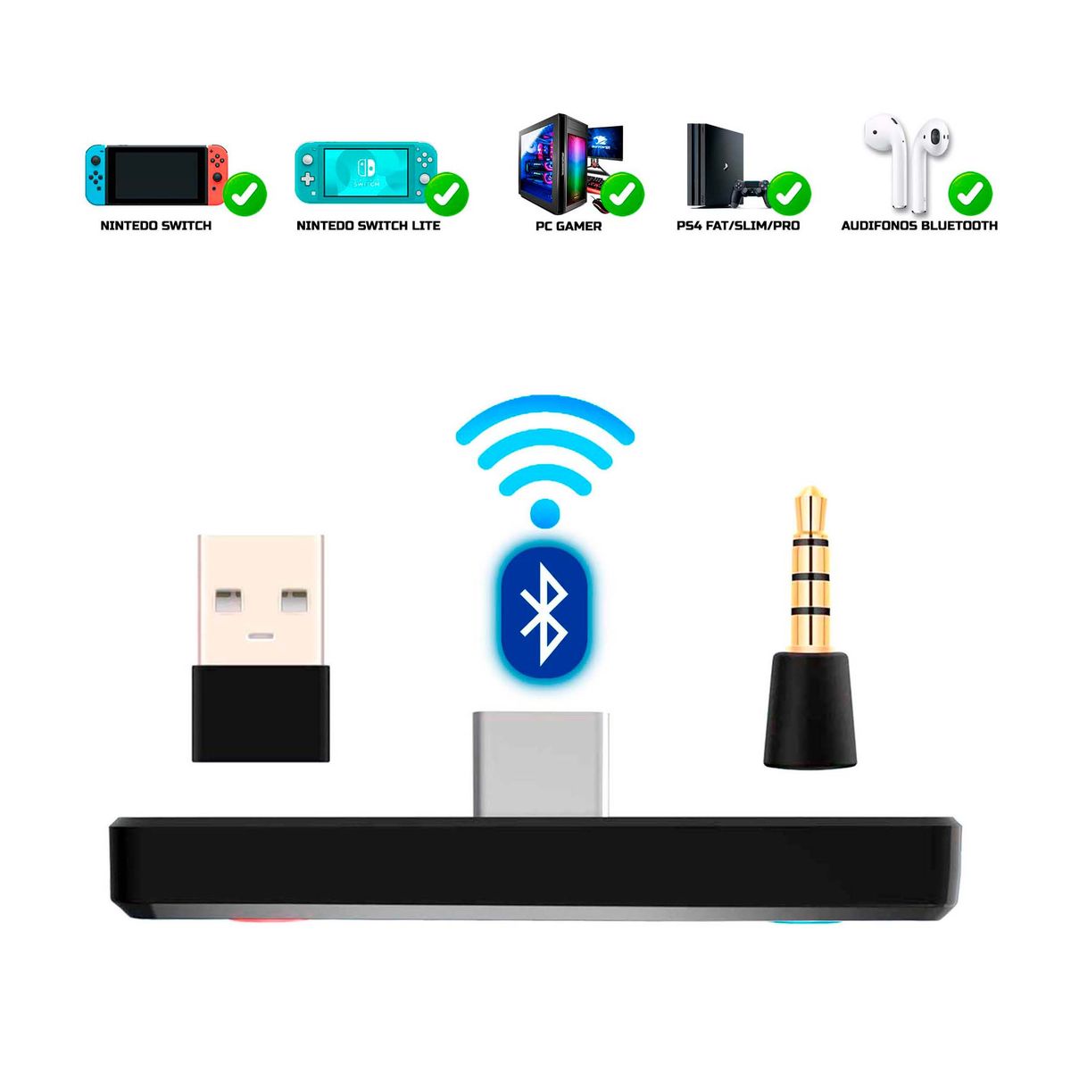 DOBE - Adaptador De Audio Y Micrófono Bluetooth Ps4 Switch Pc