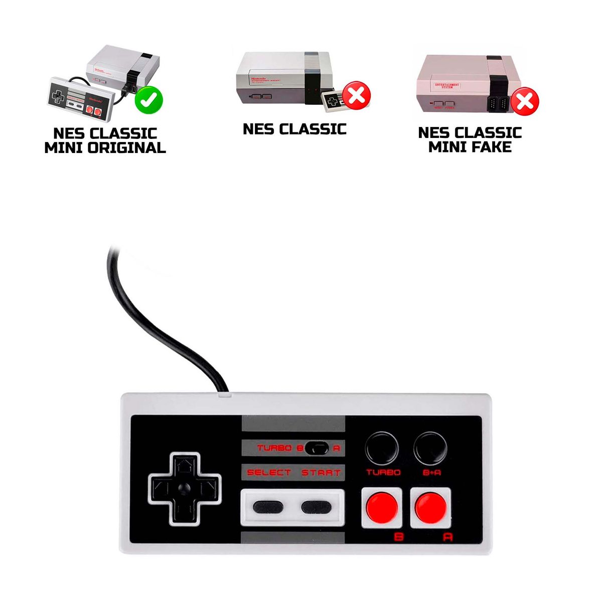 GENERICO - Mando Para Nes Classic Mini Control Nes Clasic Mini Turbo