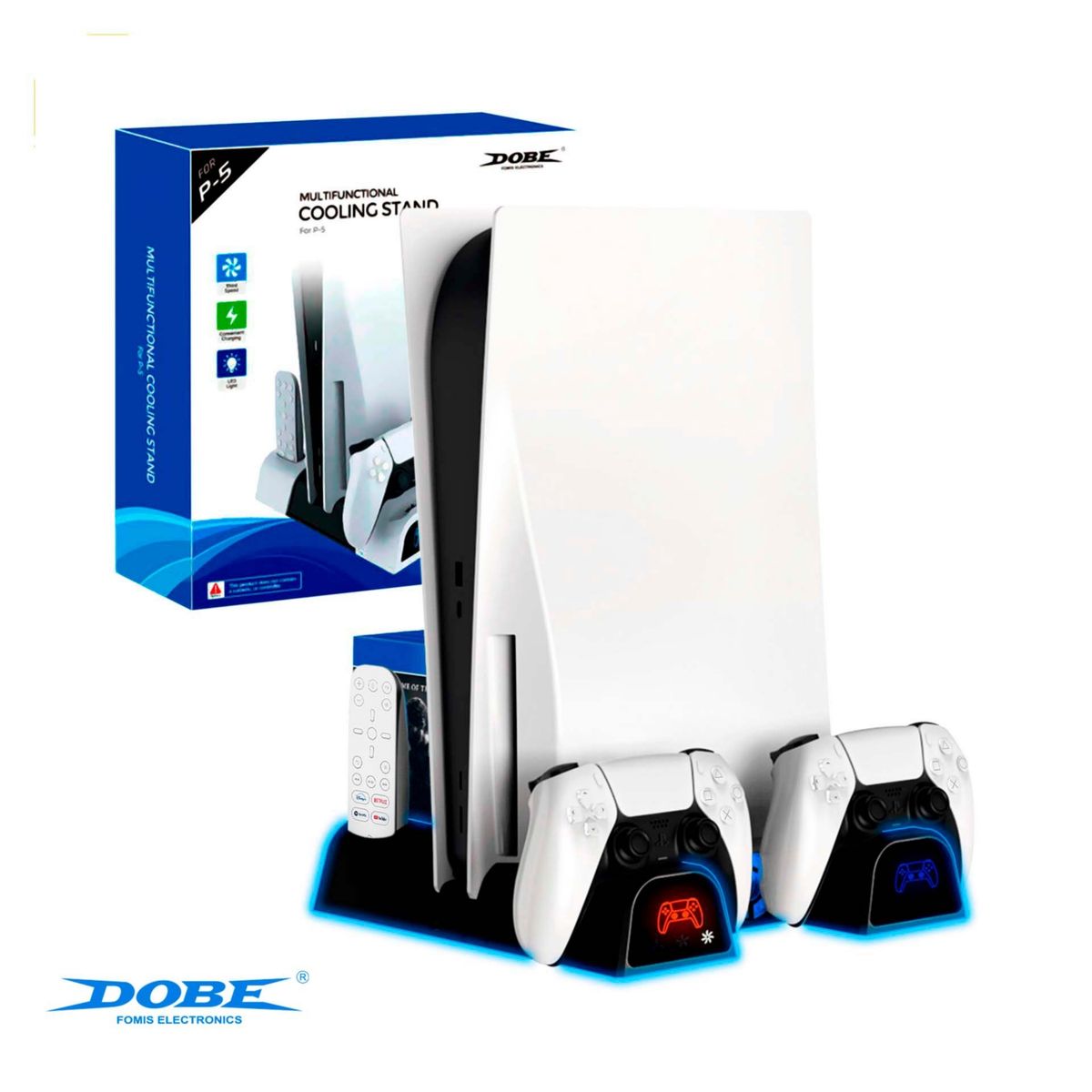 DOBE - Base 4 En 1 Para Ps5 CLSL Ventilador Cargador Portajuegos Negro