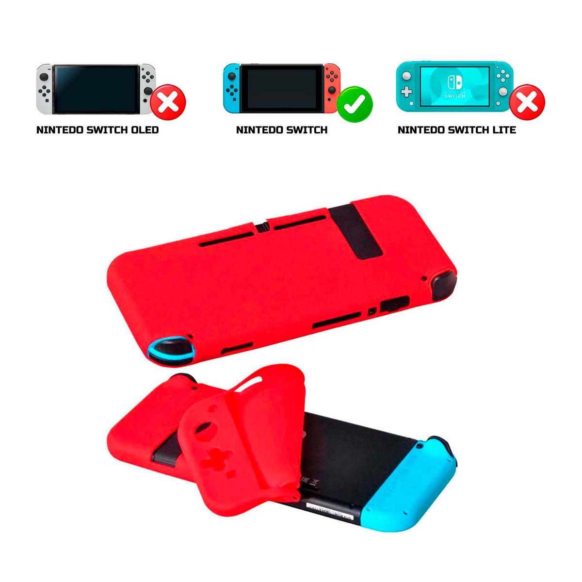 GENERICO - Funda De Silicona Para Nintendo Switch 1 Pieza Rojo