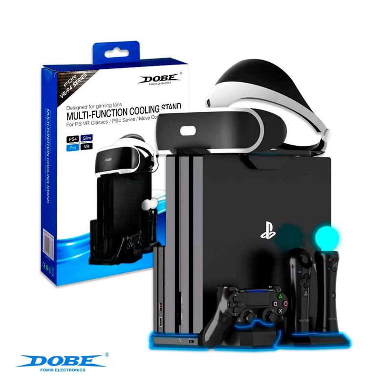 DOBE - Base 3 En 1 Cargador Stand Ventilador Para Ps4 Fat Slim Pro
