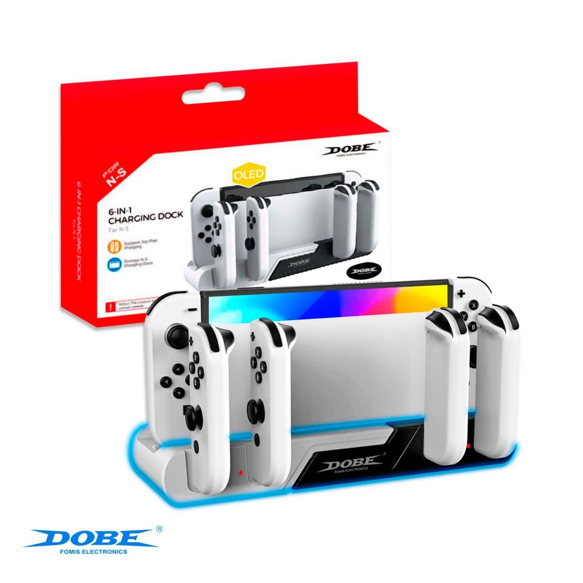 DOBE - Base Cargador Para Nintendo Switch Oled 6 En 1