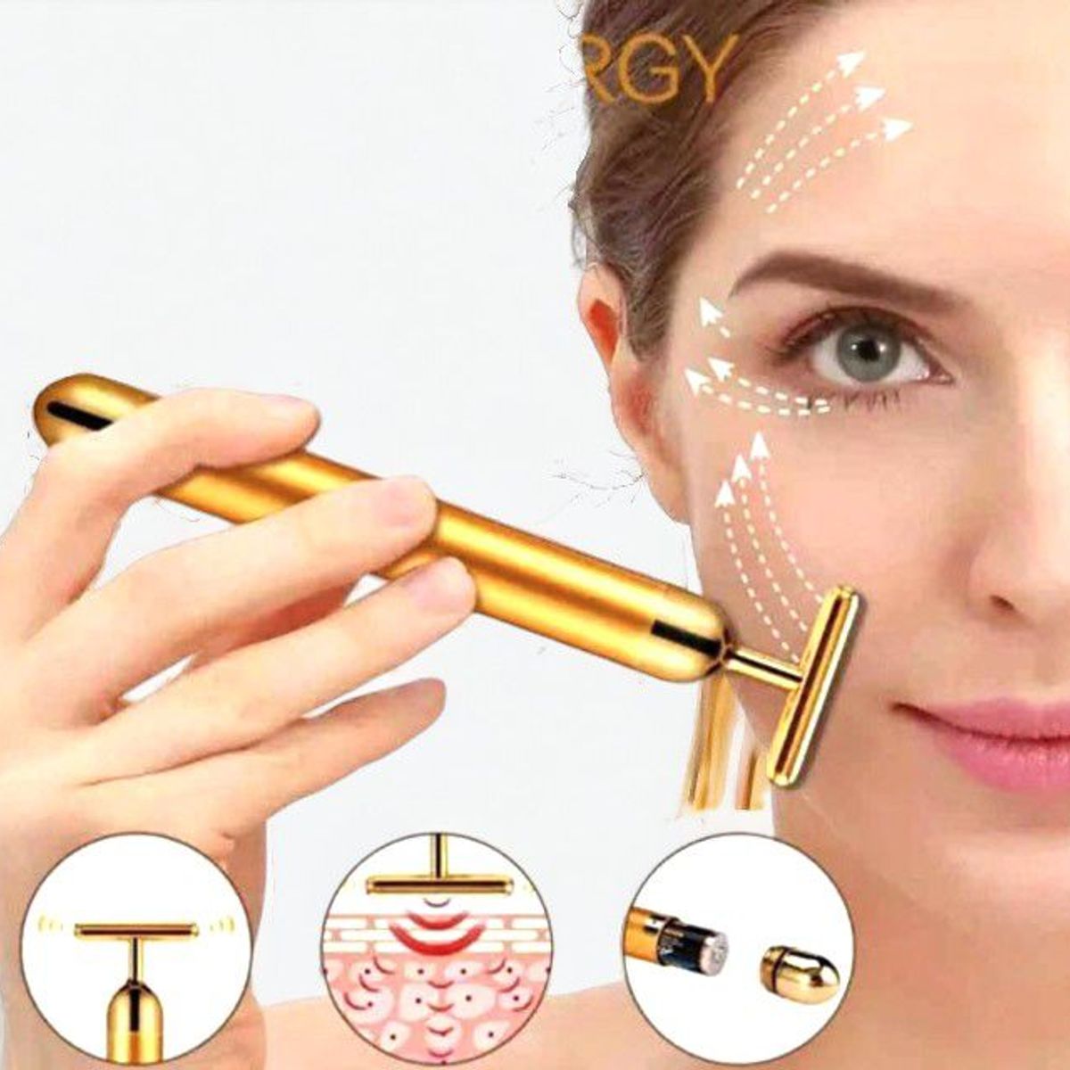 GENERICO - Masajeador facial T Vibración antiarrugas Gold