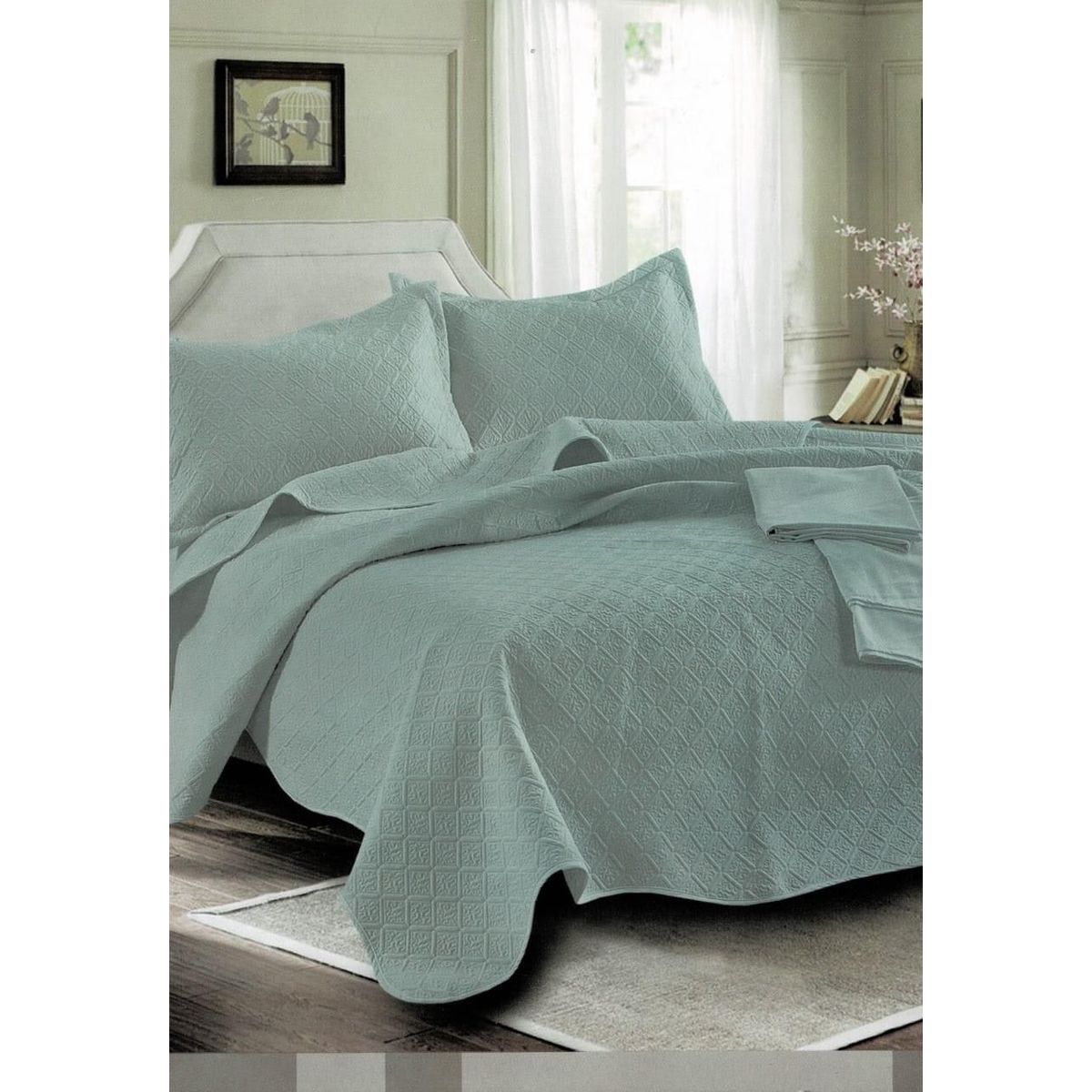 MINGDA - Set De Cubrecama Queen + Sabanas + Fundas 5 Piezas 100% Algodón