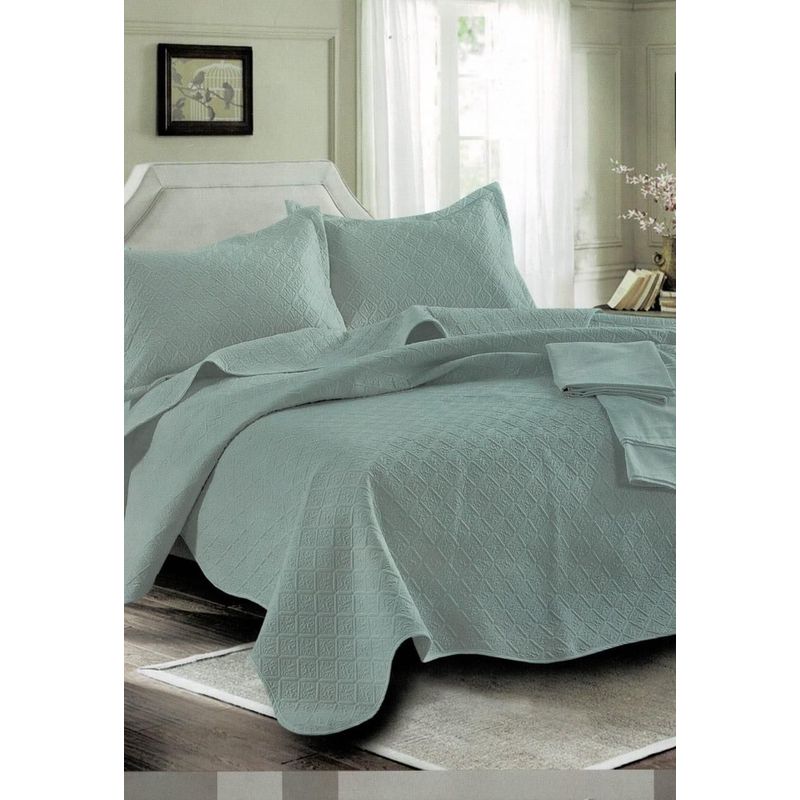 MINGDA - Set De Cubrecama Queen + Sabanas + Fundas 5 Piezas 100% Algodón