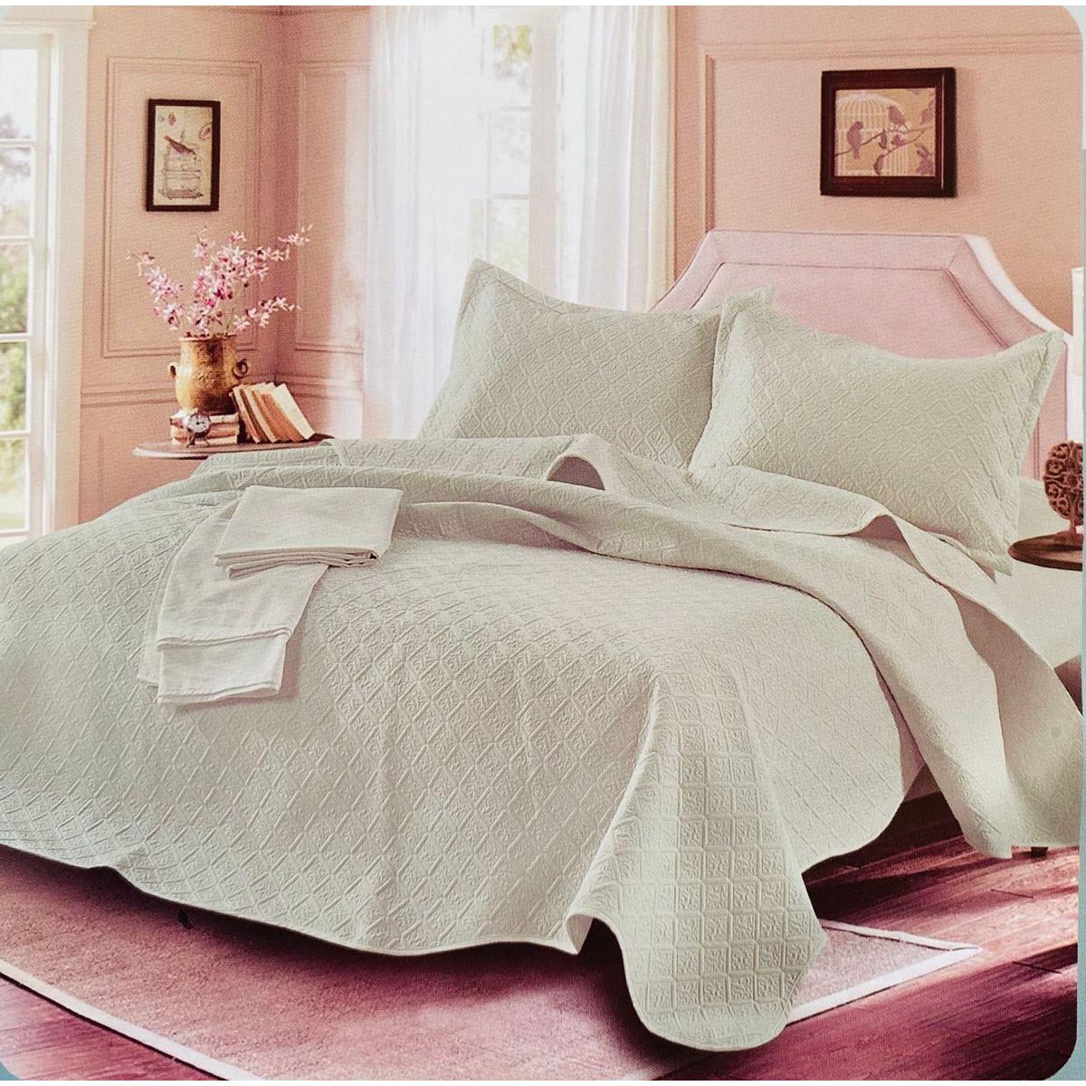 MINGDA - Set De Cubrecama Queen + Sabanas + Fundas 5 Piezas 100% Algodón