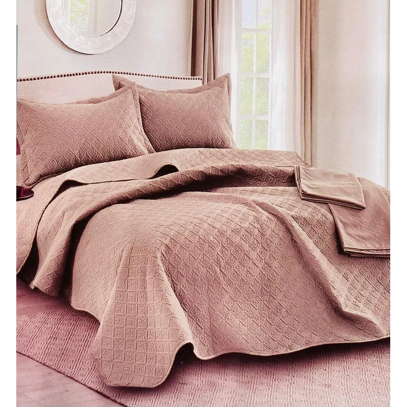 MINGDA - Set De Cubrecama Queen + Sabanas + Fundas 5 Piezas 100% Algodón