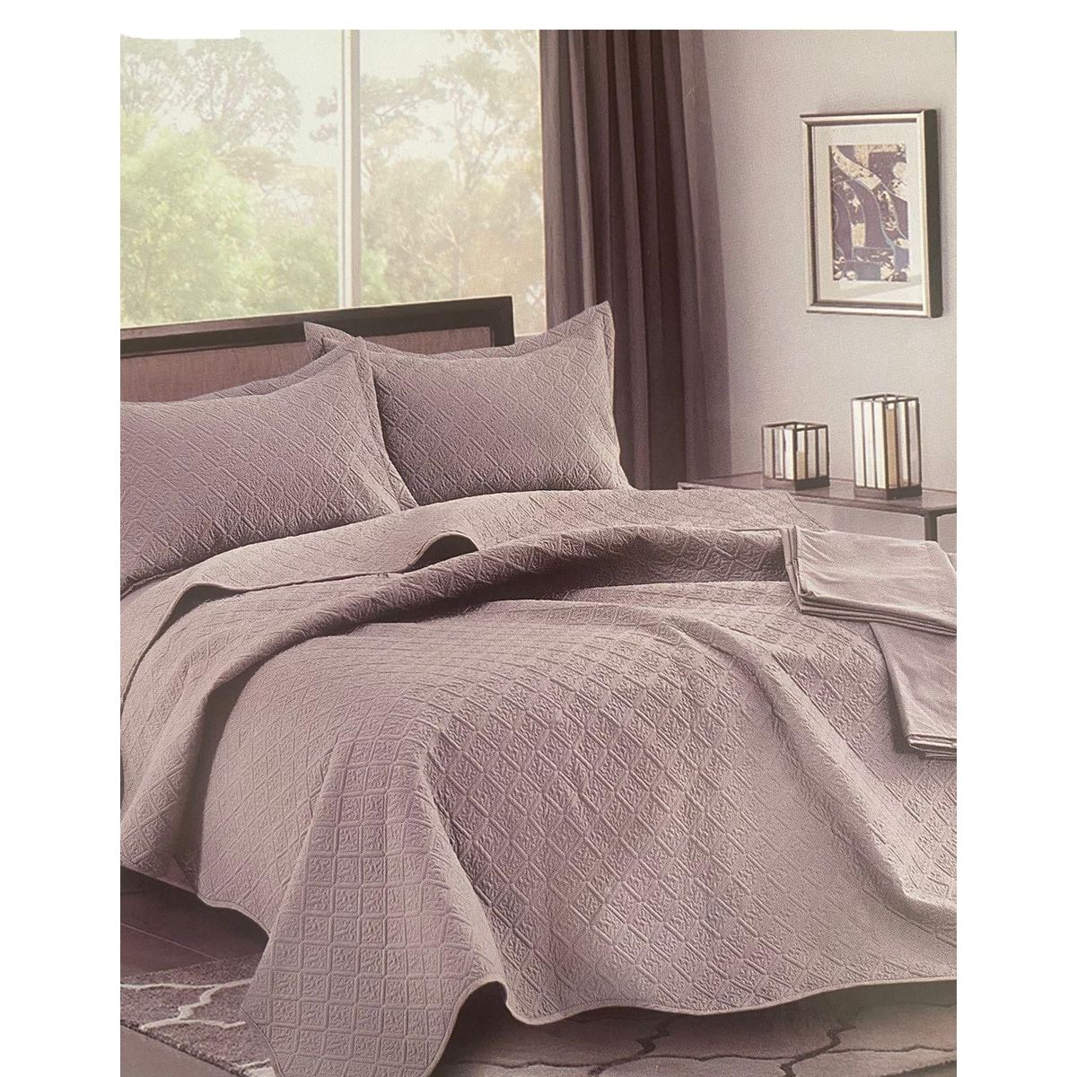 MINGDA - Set De Cubrecama Queen + Sabanas + Fundas 5 Piezas 100% Algodón