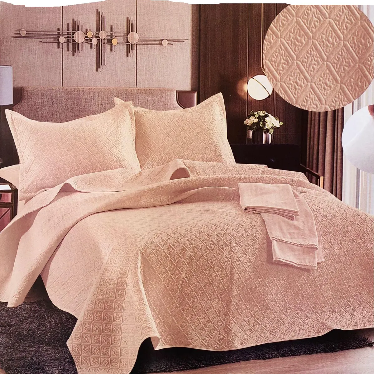 MINGDA - Set De Cubrecama Queen + Sabanas + Fundas 5 Piezas 100% Algodón